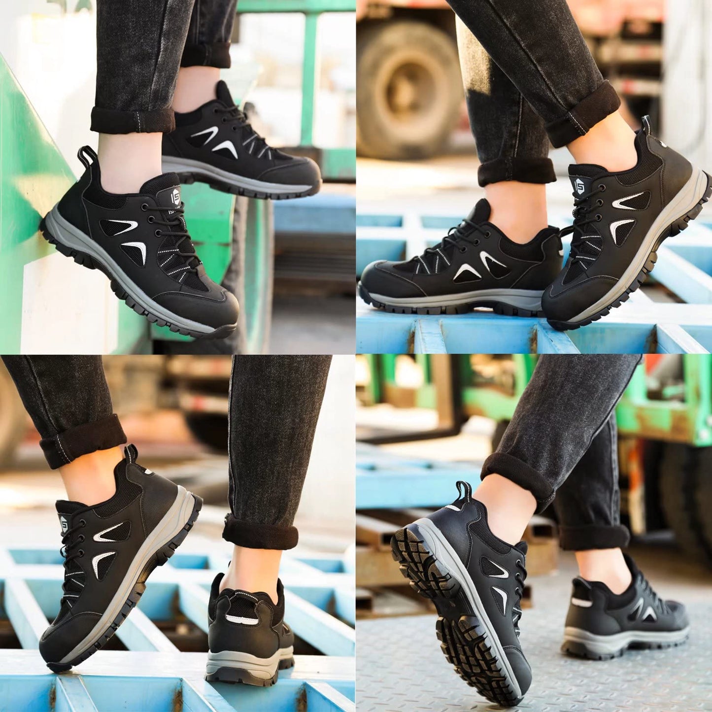 ISOOUS Zapatos de Seguridad Hombre Mujer Ligero Zapatos de Trabajo Punta de Acero Transpirable Calzado de Seguridad
