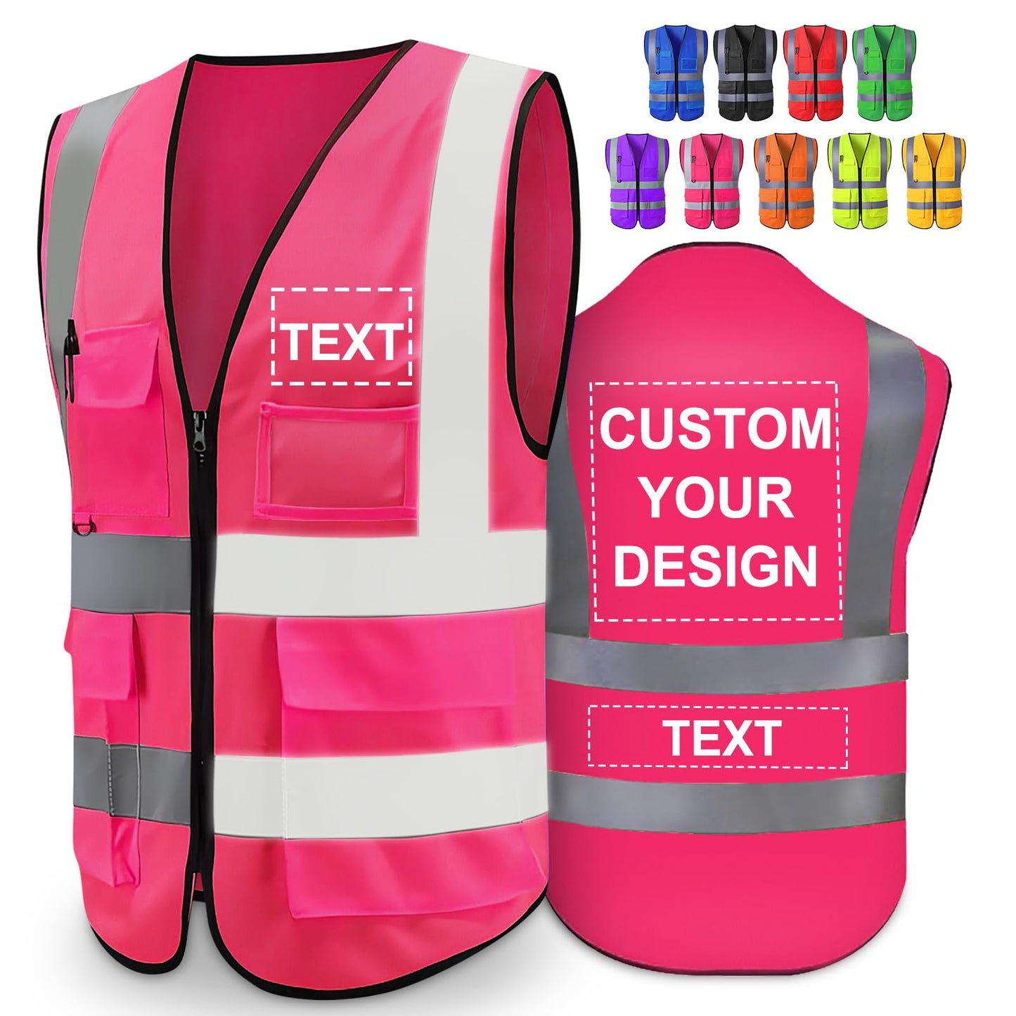 Greaxid Chaleco de seguridad para hombres de alta visibilidad reflectante ropa de trabajo con 5 bolsillos para la construcción al aire libre, S ~ 5XL