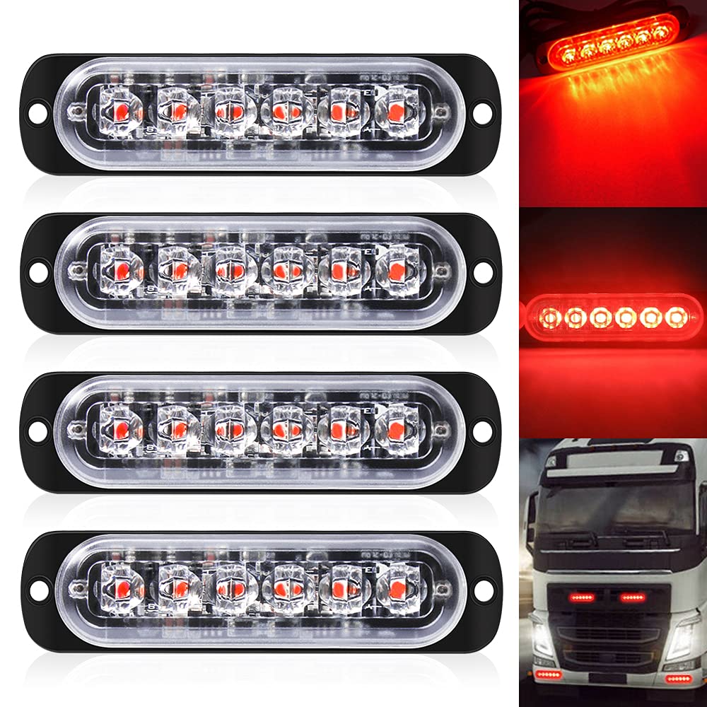 DEFVNSY - Paquete de 4-6 LED Marcador lateral blanco ámbar 12V-24V DC Marcador lateral de camión de coche Luz indicadora Barra de luz Luz de separación Luces estroboscópicas para remolque