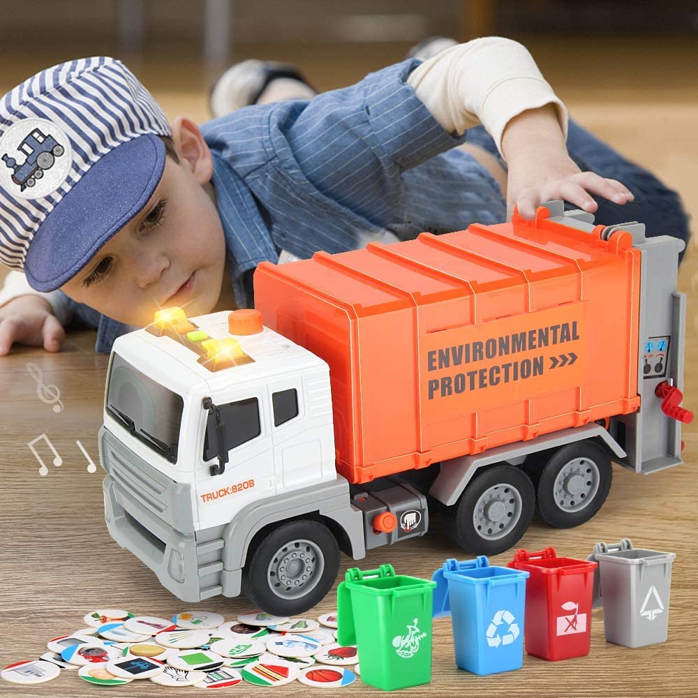 Anby families Camion Basura de Juguete con Luces y Sonidos,Juguete Niño 4 Años,Vehiculos Camión Juguete Regalo para Niños Niña…