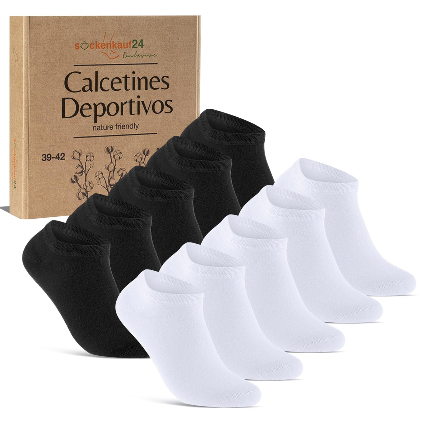 sockenkauf24 10 Pares Calcetines Tobilleros Hombre Mujer Calcetines Cortos Algodón Transpirables