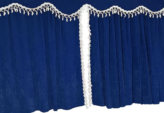 Cortinas para camión, 5 unidades, color azul con borlas blancas