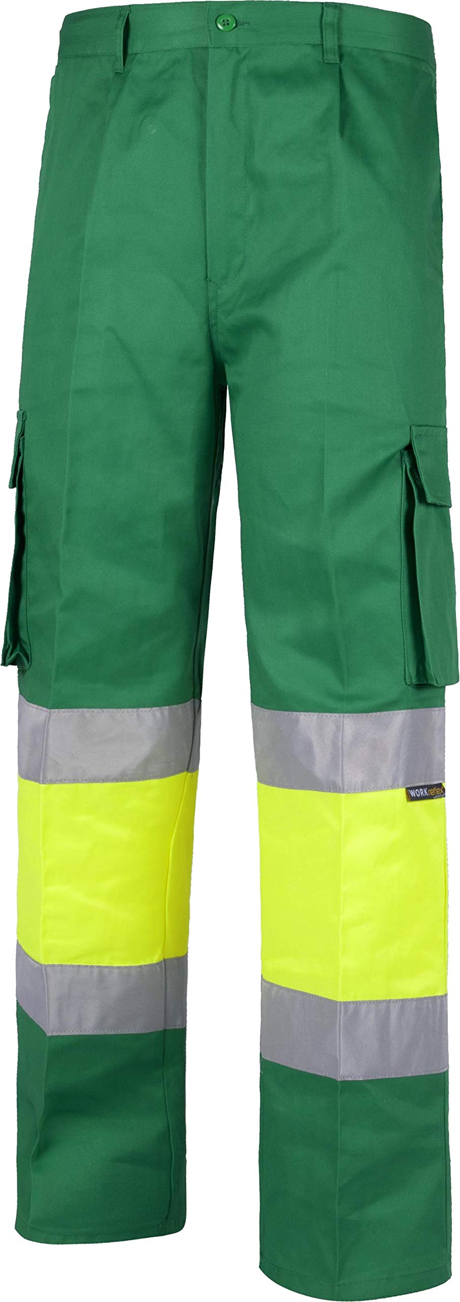 Teamwork WorkTeam Pantalón con 2 Cintas de Alta Visibilidad y Reflectante, Refuerzos y Multibolsillos. EN471. Unisex