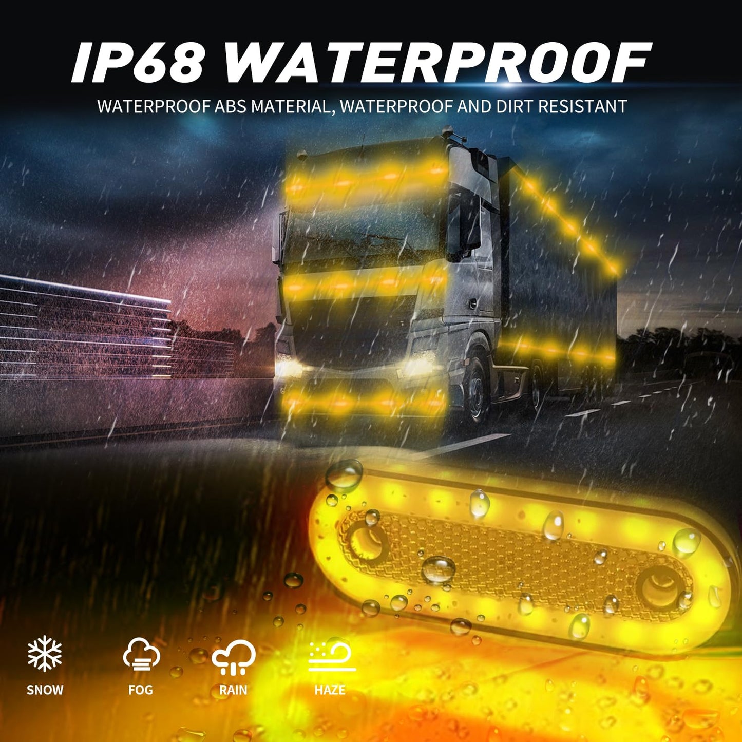 Teguangmei 10PCS LED Luces de Posición Lateral con Soporte 12-24V Posición Lateral 20 LED Luz de Advertencia Utilizada Para Luces de Marcador de Camión Remolque Caravana (Ámbar)