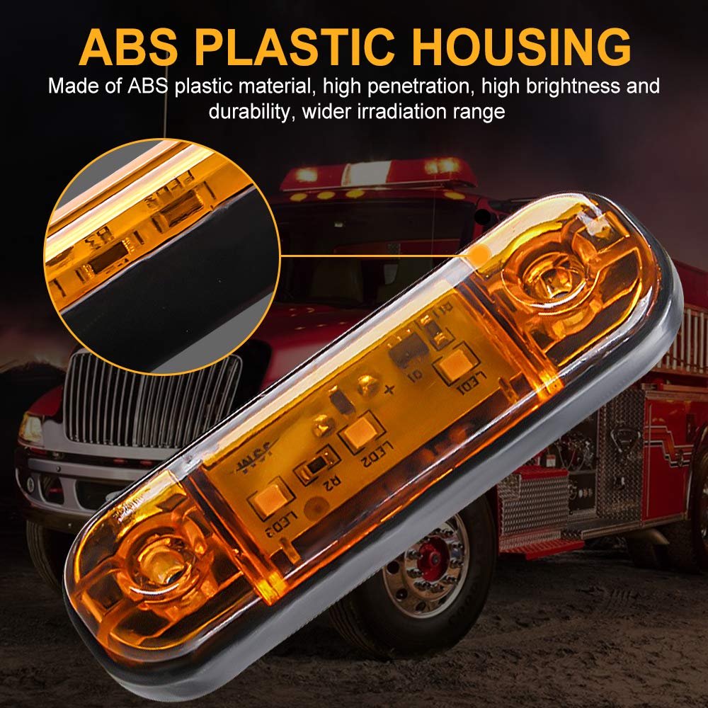yifengshun 4 uds luz indicadora de marcador lateral LED luces de posición laterales traseras delanteras 12 V para camión Camper Van Camión RV luces de marcador（Ámbar）