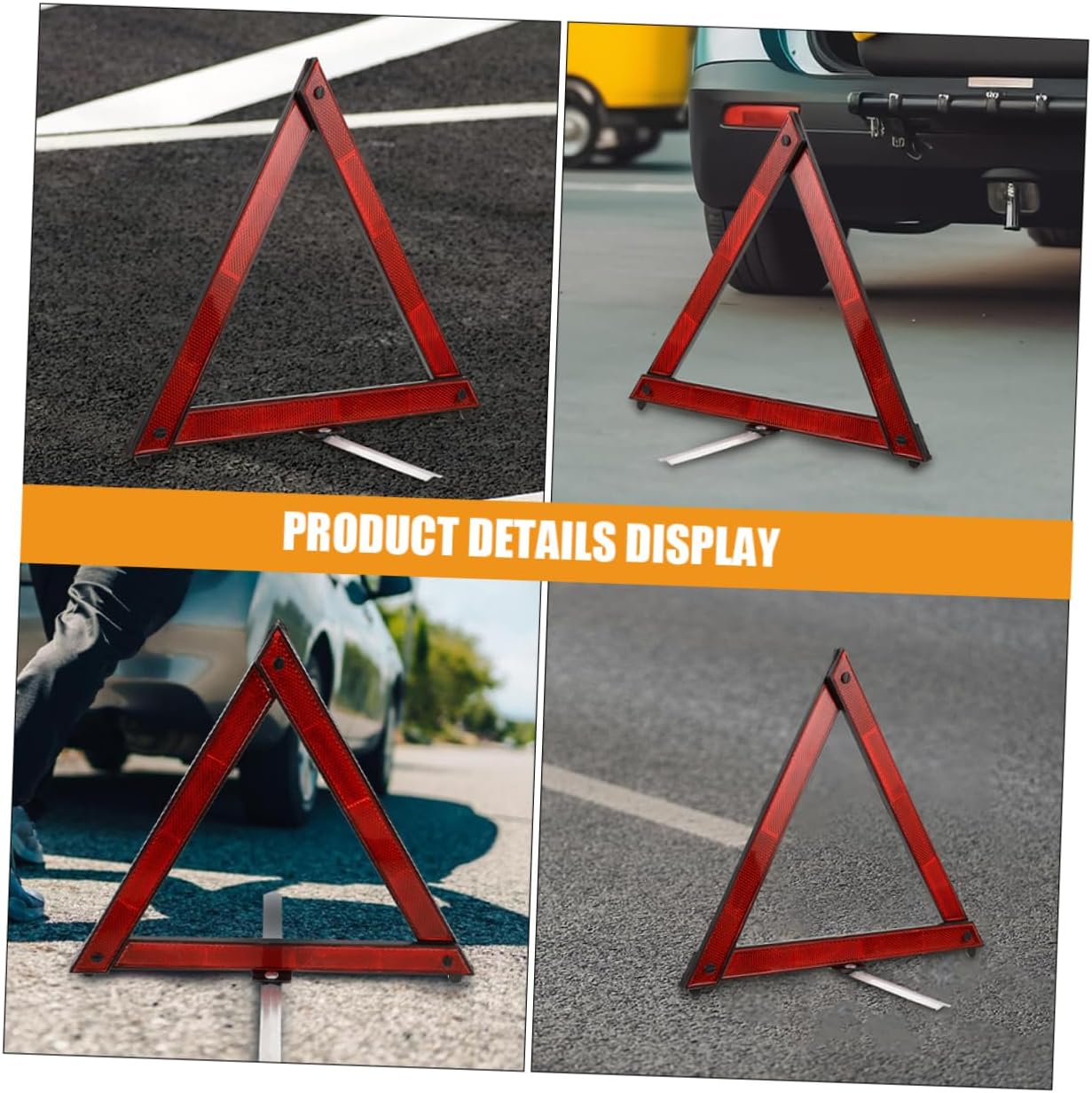 DINHEAROM Kit De 5 Triángulos De Advertencia Reflectantes Para Coche Camiones Señales De Precaución Emergencia