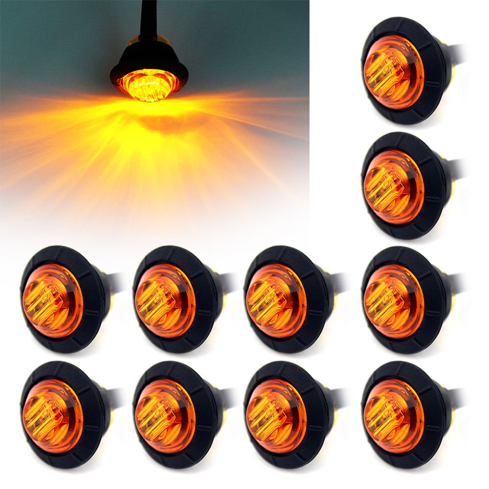 Ricoy - Luz LED redonda de 3/4 pulgadas para marcador delantero y trasero, impermeable, 12 V, para coche o camión (10 Blanco + 10 Amarillo +10 rojo)