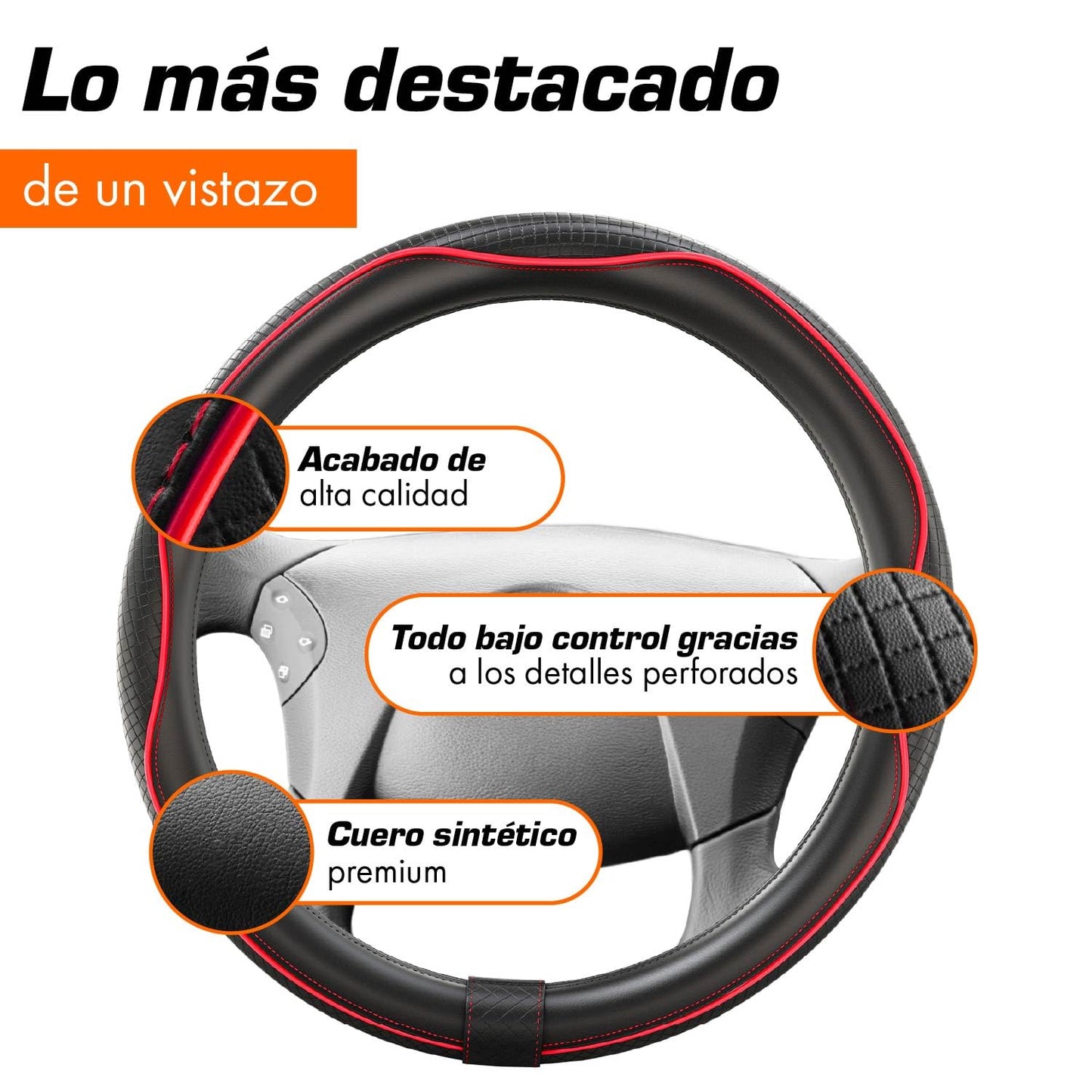 Upgrade4cars Funda Volante Coche Azul Negro Universal Poli-Piel | Cubre 37-38 cm Diámetro Exterior | Accesorios Coches Interior Decoracion Cubierta | Ideas Regalos