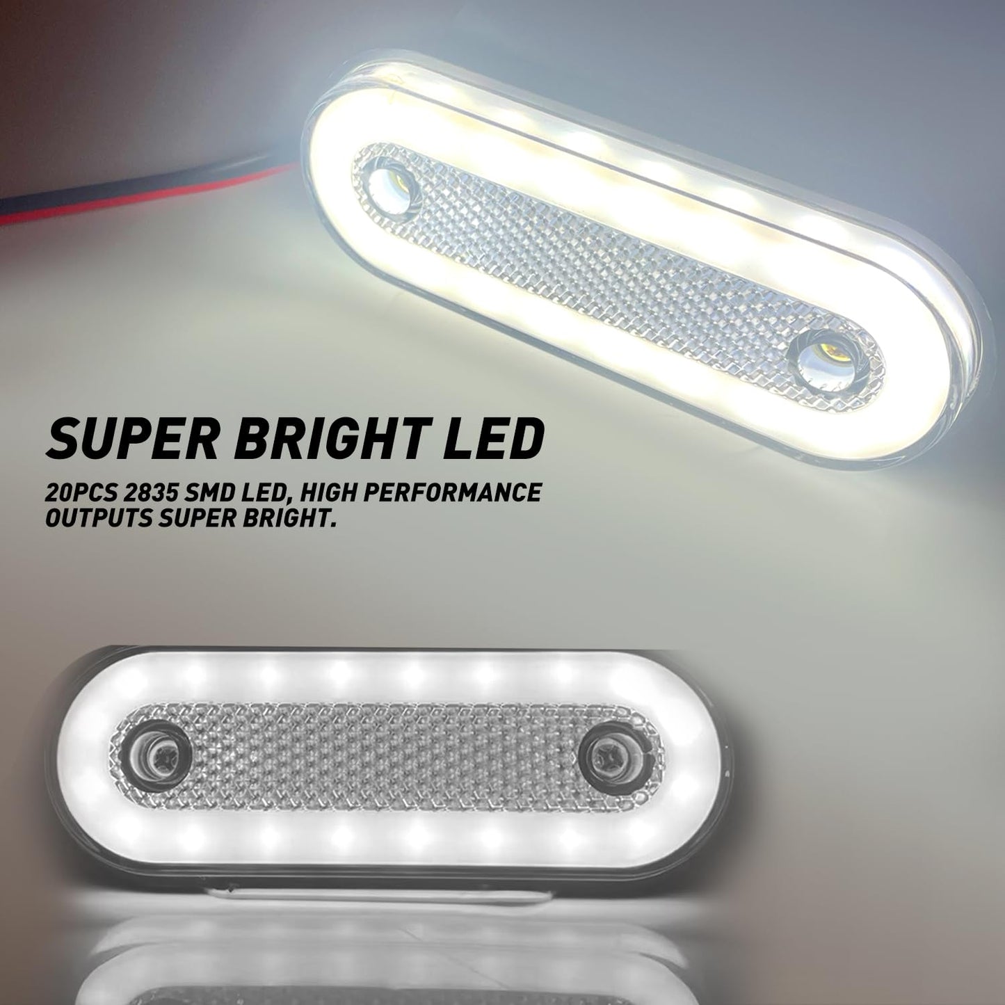 Teguangmei 10PCS LED Luces de Posición Lateral con Soporte 12-24V Posición Lateral 20 LED Luz de Advertencia Utilizada Para Luces de Marcador de Camión Remolque Caravana (Ámbar)