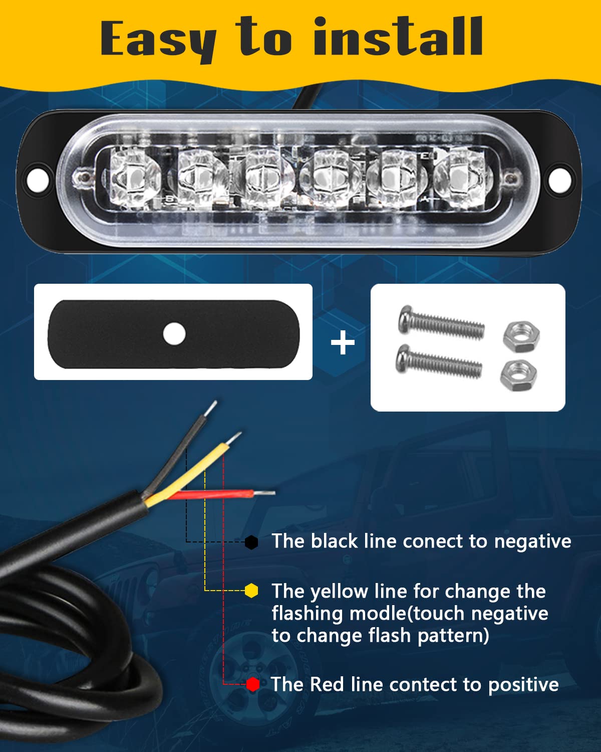 DEFVNSY - Paquete de 4-6 LED Marcador lateral blanco ámbar 12V-24V DC Marcador lateral de camión de coche Luz indicadora Barra de luz Luz de separación Luces estroboscópicas para remolque