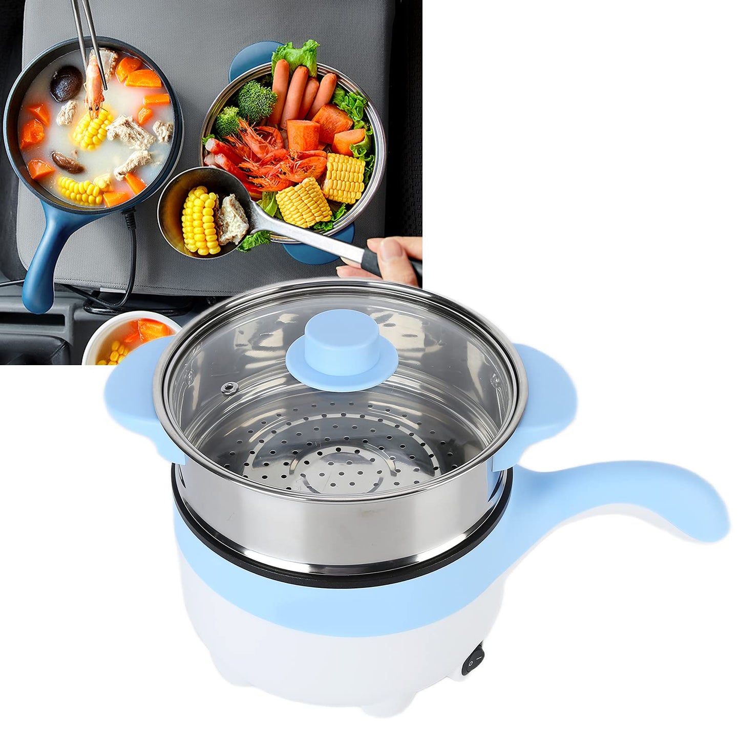 Olla de Cocina para Camión, Freidora Eléctrica de 2L, Salteado, Vaporizador Eléctrico, Olla de Cocina Eléctrica, Olla para Estofado, Cocina para Vehículo, (Sartén Eléctrica 24V 2