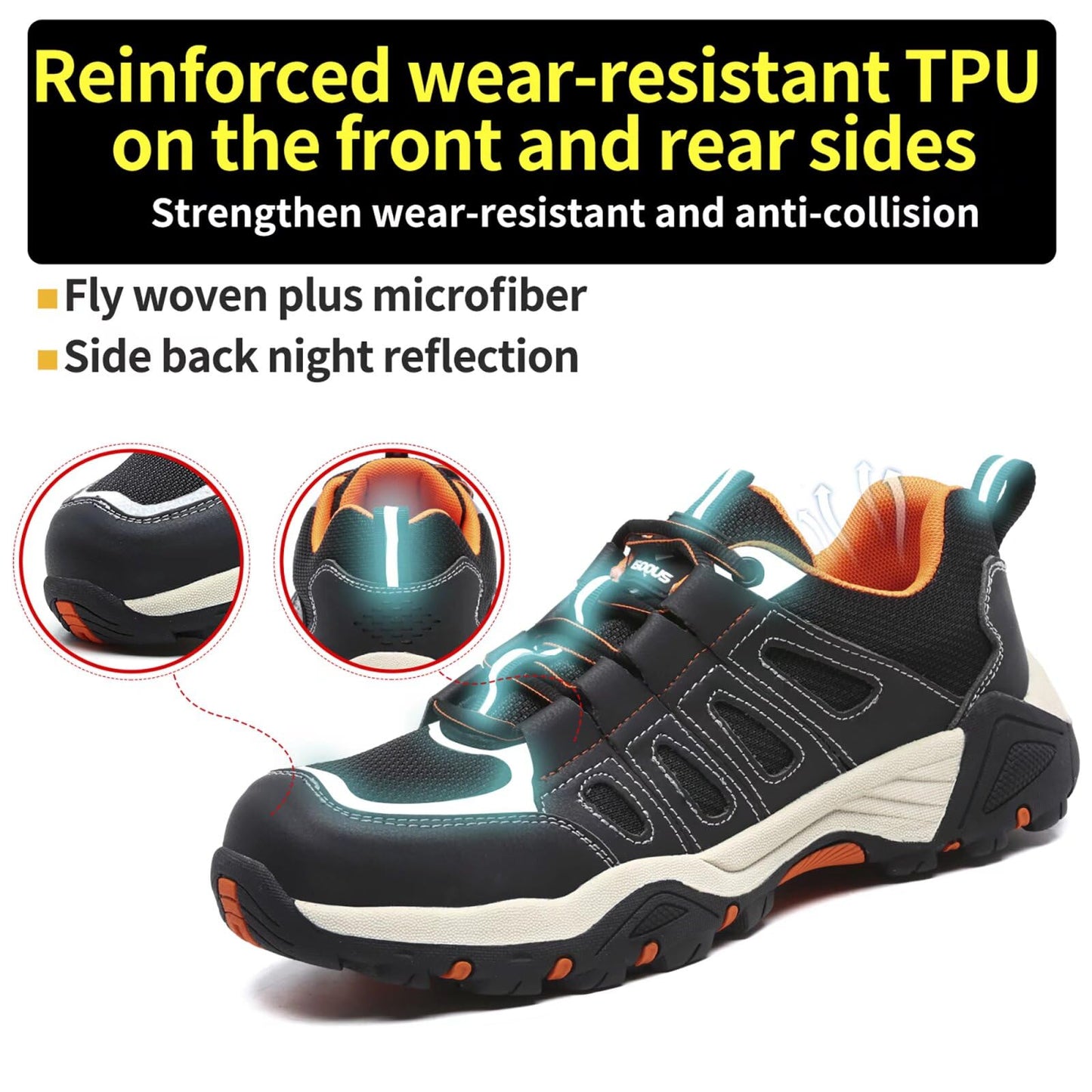 ISOOUS Zapatos de Seguridad Hombre Mujer Calzado de Trabajo Comodo Ligeros con Punta de Acero Transpirable Anti-pinchazos