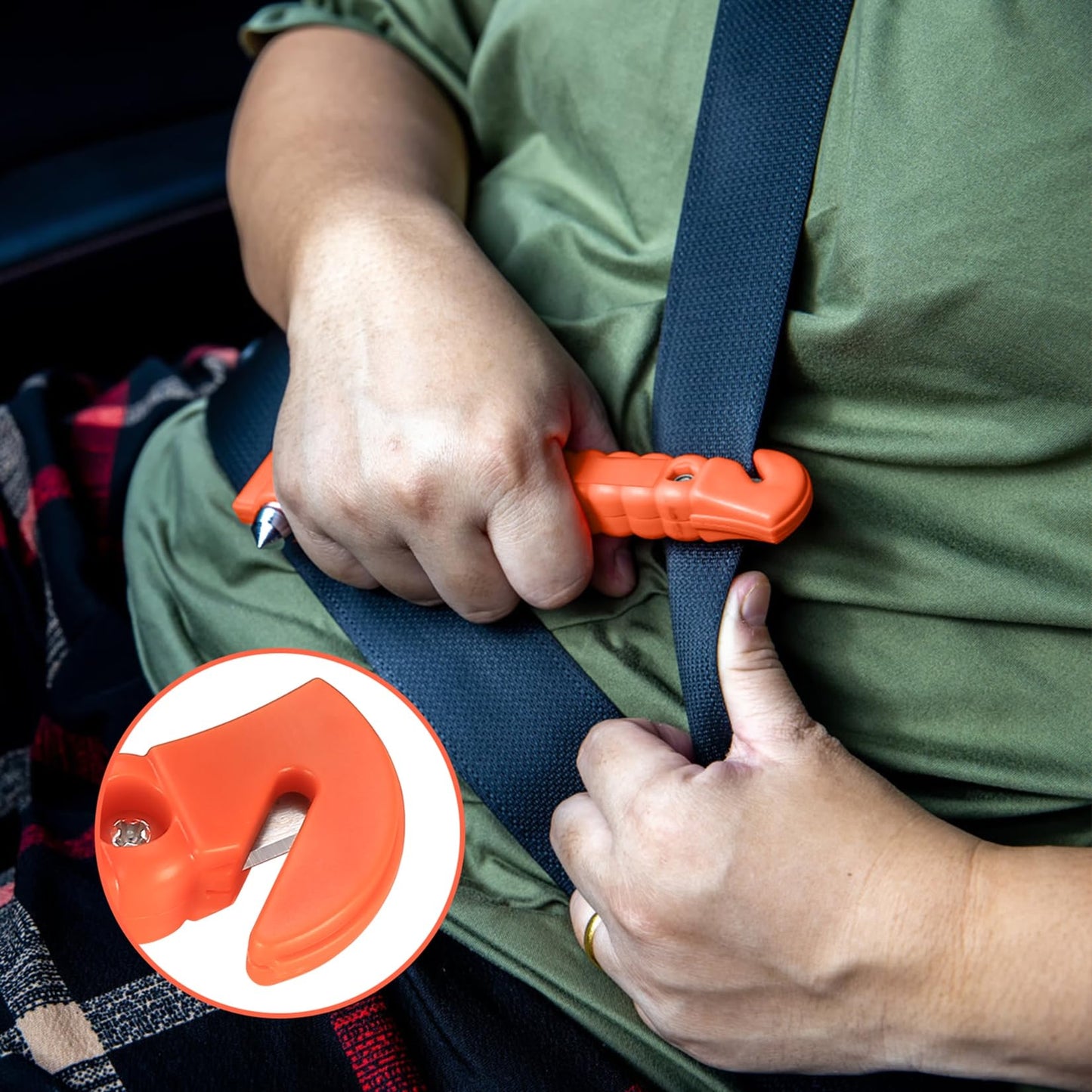 But Oswetf 2 Piezas Martillo de Emergencia para Coche, Incluye Cortacinturones de Seguridad y Rompeventanas, Ideal para Automóviles, Autobuses y Camiones, Accesorios de Coche (Rojo)