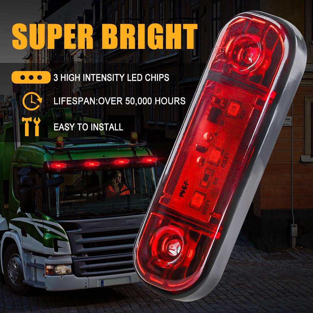 yifengshun 4 uds luz indicadora de marcador lateral LED luces de posición laterales traseras delanteras 12 V para camión Camper Van Camión RV luces de marcador（Ámbar）
