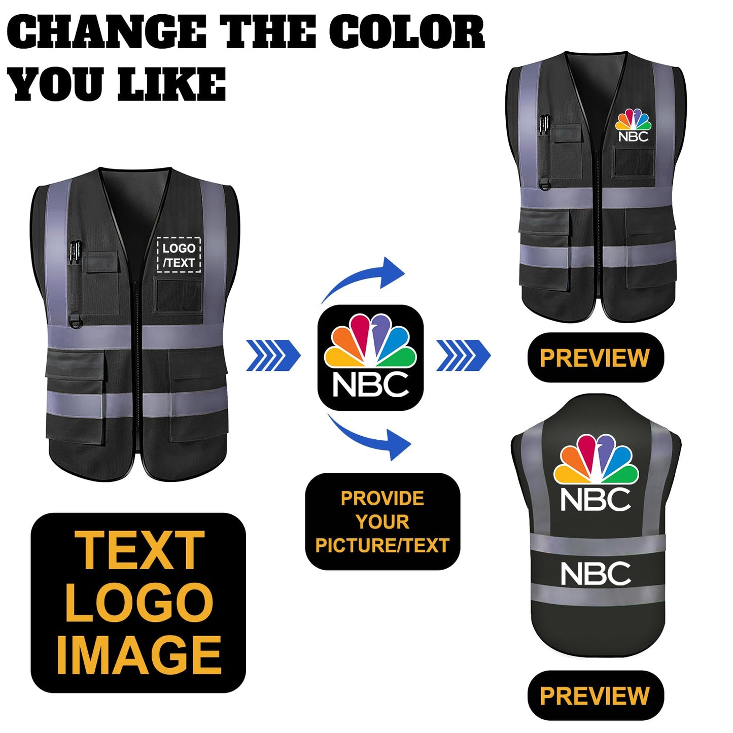 Greaxid Chaleco de seguridad para hombres de alta visibilidad reflectante ropa de trabajo con 5 bolsillos para la construcción al aire libre, S ~ 5XL