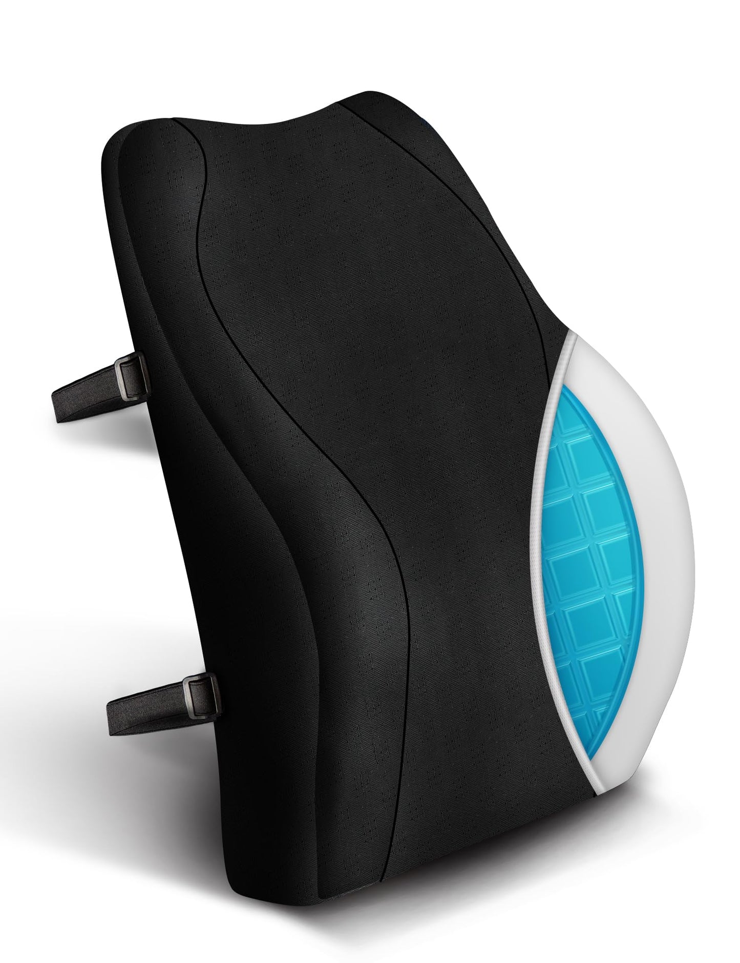 Travel Ease Cojín de Soporte Lumbar Ergonómico, Respaldo de Espuma Viscoelástica para Asiento de Automóvil, Silla de Oficina, Respaldo con Cubierta Antiestática y Correas Ajustables Dobles, Negro