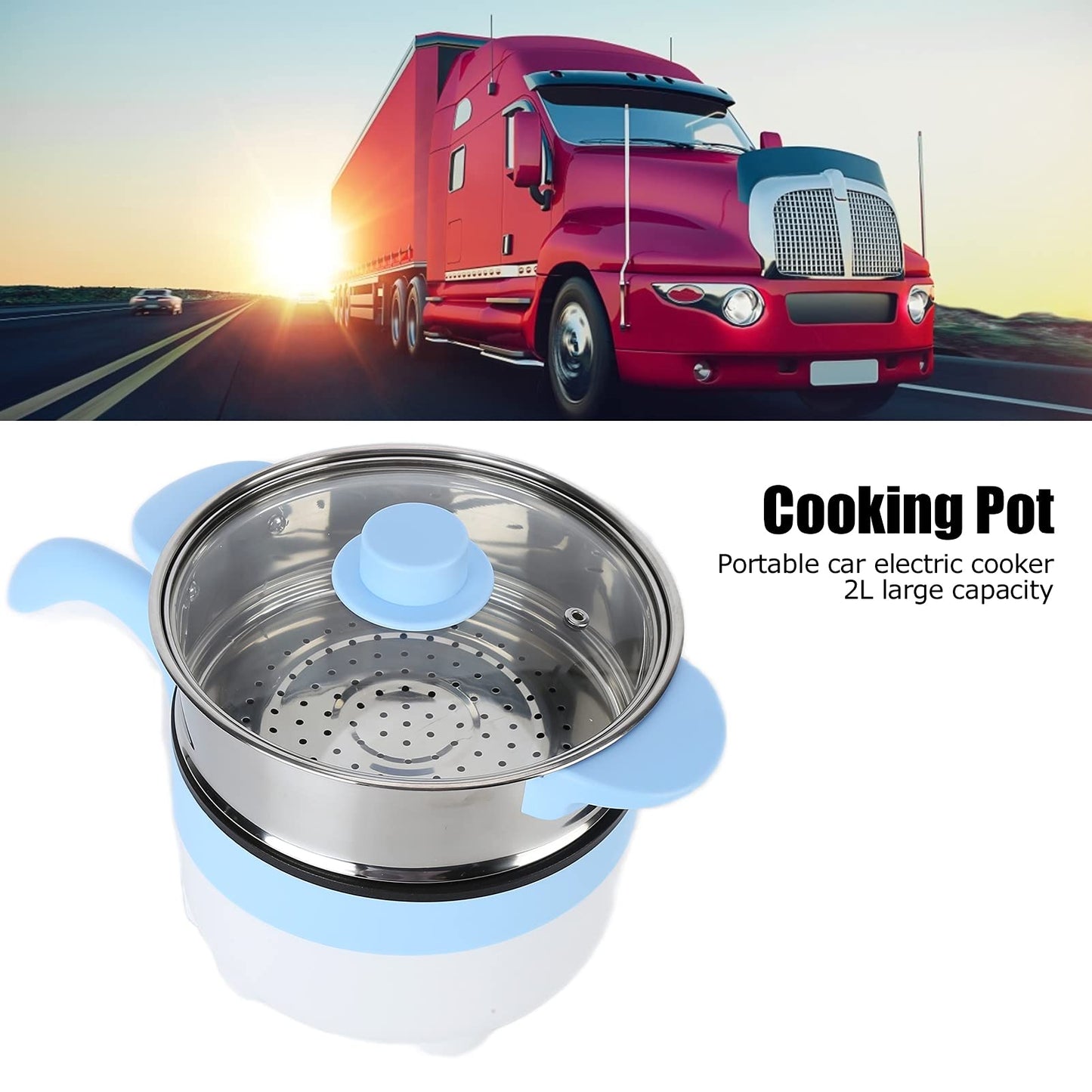 Olla de Cocina para Camión, Freidora Eléctrica de 2L, Salteado, Vaporizador Eléctrico, Olla de Cocina Eléctrica, Olla para Estofado, Cocina para Vehículo, (Sartén Eléctrica 24V 2