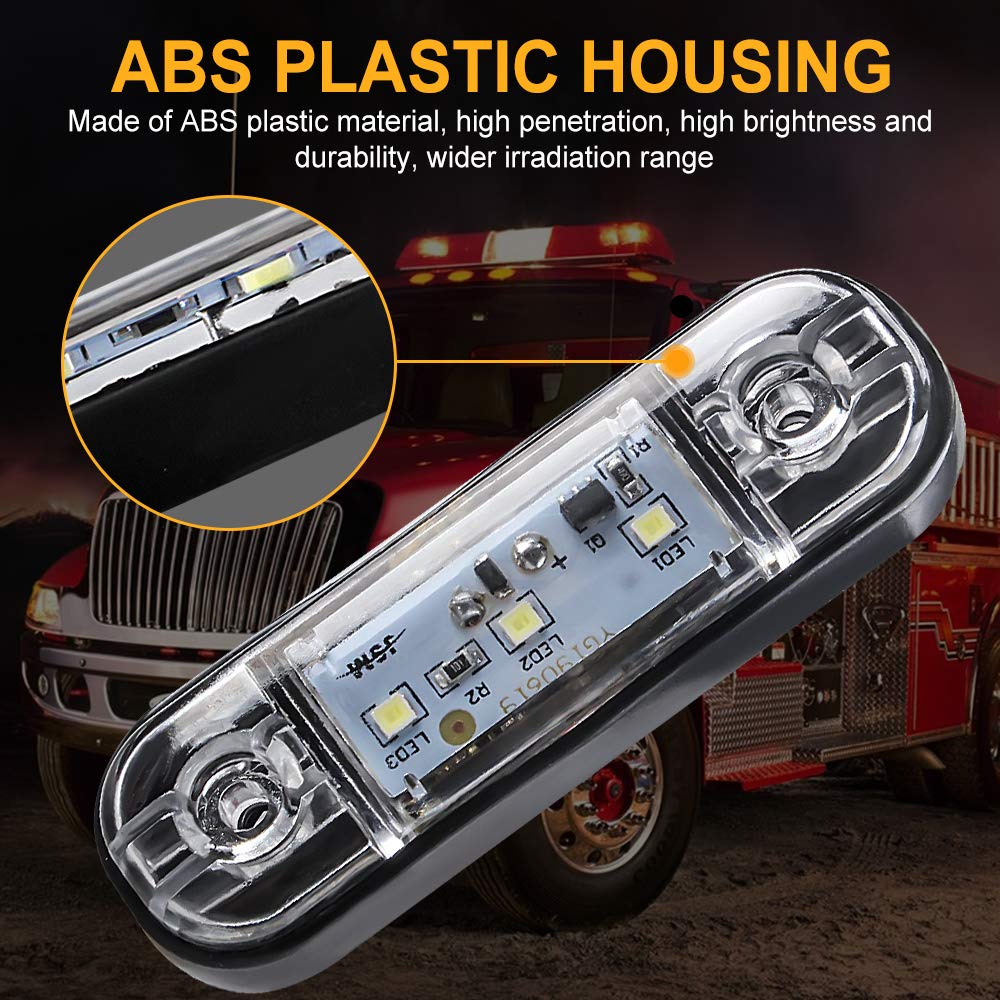 yifengshun 4 uds luz indicadora de marcador lateral LED luces de posición laterales traseras delanteras 12 V para camión Camper Van Camión RV luces de marcador（Ámbar）