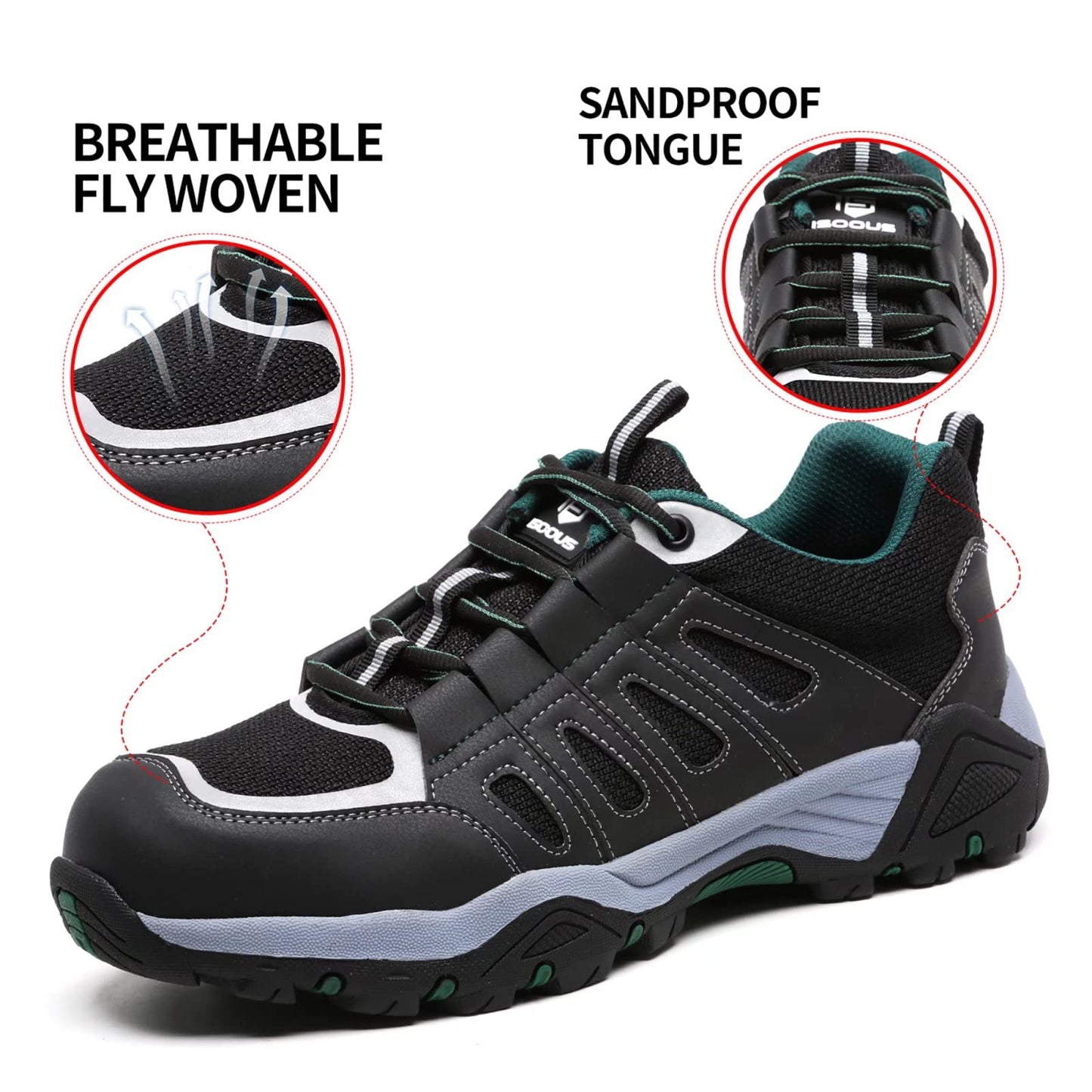 ISOOUS Zapatos de Seguridad Hombre Mujer Calzado de Trabajo Comodo Ligeros con Punta de Acero Transpirable Anti-pinchazos