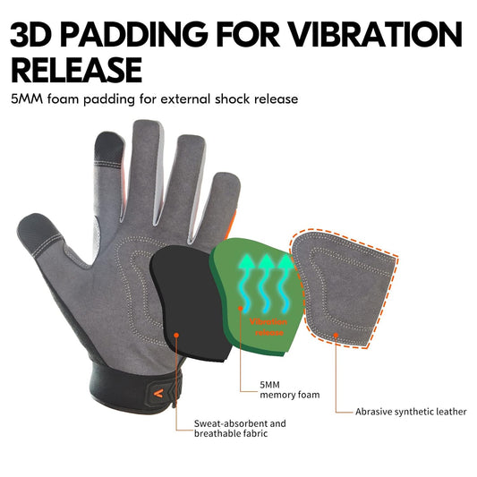 Vgo... Guante de Trabajo Touchscreen Resistentes,Guantes Protección para Almacén Obra Portero Montaje Mecánicos, 1 Par