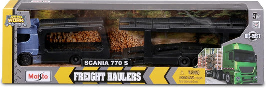 Bburago - 1/72 Camiones + Remolque - Surtido 4 Modelos aleatorios Camiones de Metal a Escala 1/72ª con Remolque Scania y Volvo. Surtido de 4 Modelos aleatorios