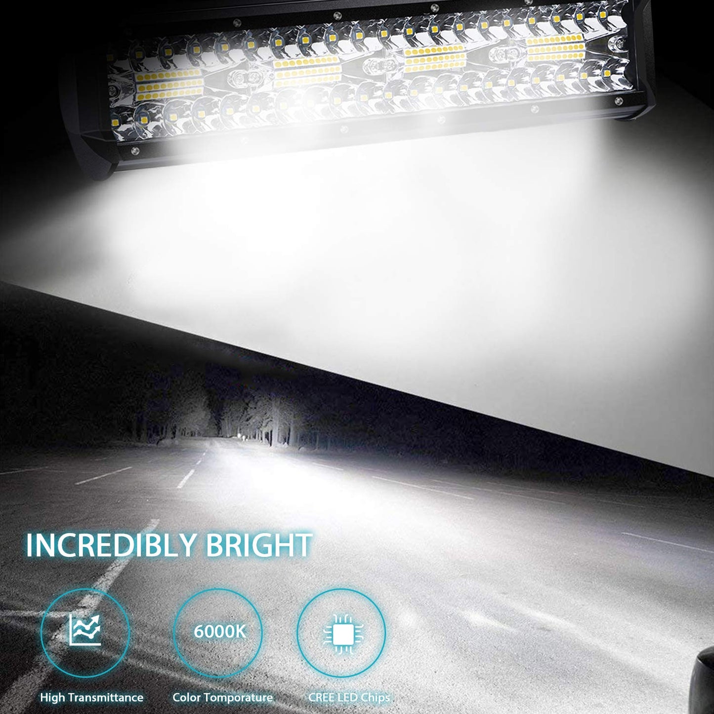 Kraumi Faro Trabajo LED de Coche 12V 7’’ 300W Faros Led 27,000LM 6000K IP67 Impermeable Off-road Foco para Moto ATV SUV Tractor Camión Barco