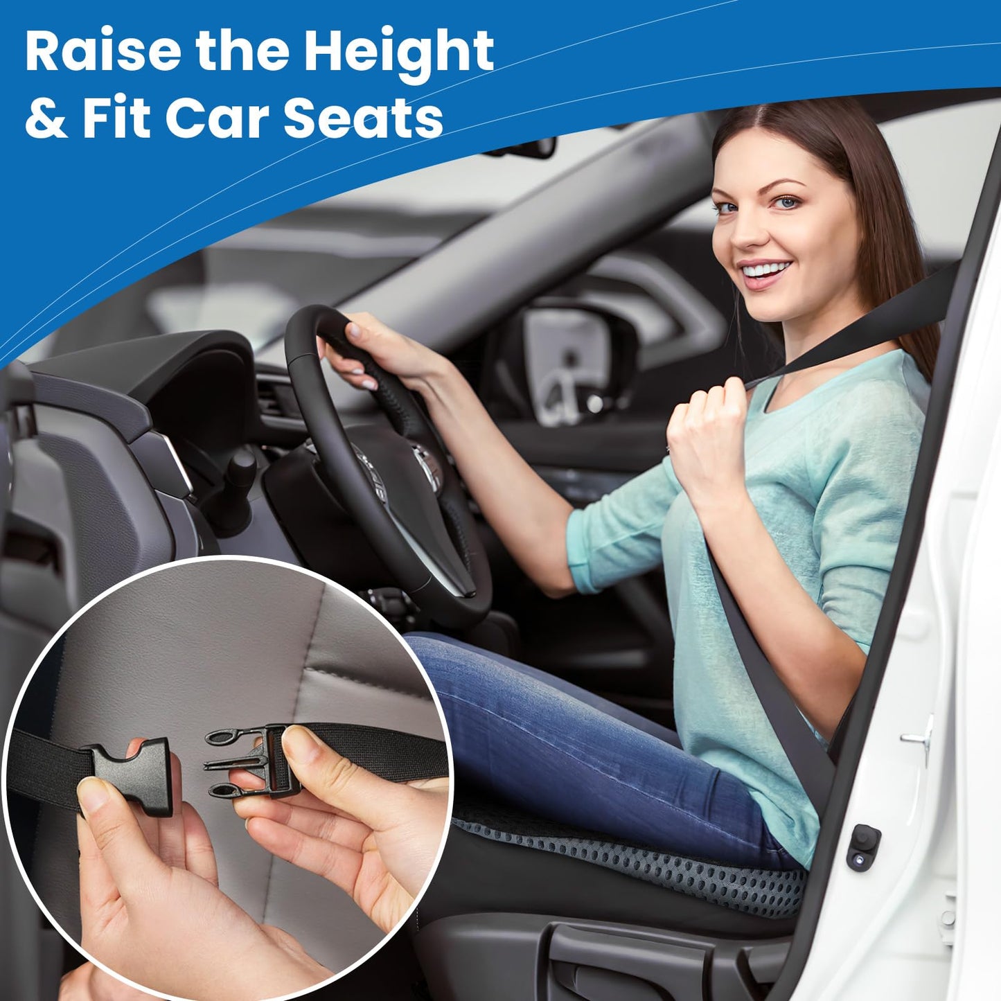 QUTOOL ® Cojines en Forma de cuña para Automóvil, Cojines para Conductores, Cojines de Refuerzo, Cojines de Espuma de Memoria para automóviles, Camiones, Furgonetas (Negro)