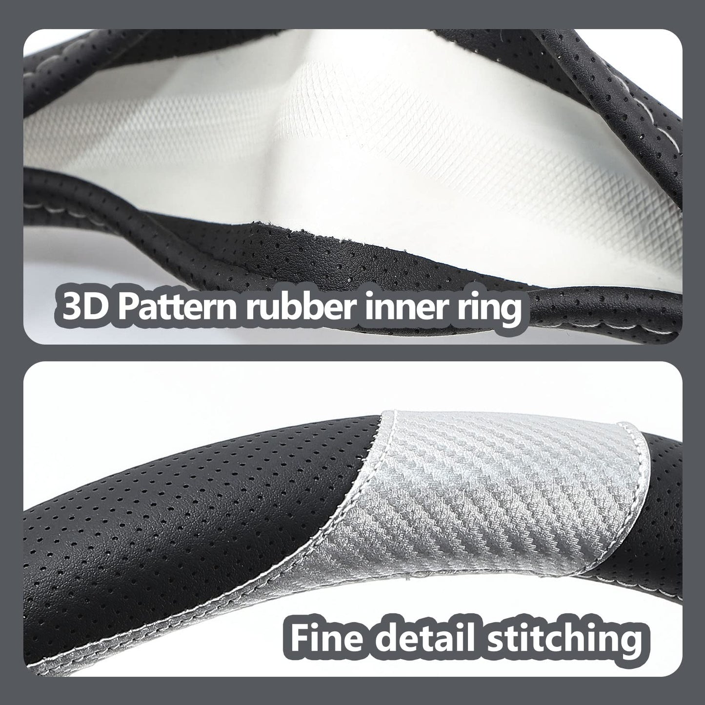 ZATOOTO Funda Volante Coche para Camión, Protectores Volante Coche de Fibra de Carbono Antideslizantes, Deportivos y Transpirables, 44-46cm / 17.3-18.1in, Negro