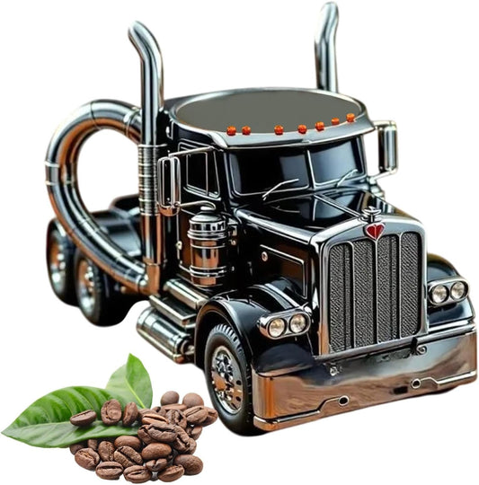 Taza de café hecha a mano con diseño de camión creativo, tazas de té de camionero, regalo de cumpleaños y vacaciones para hombres amantes del café, papá, marido, novio