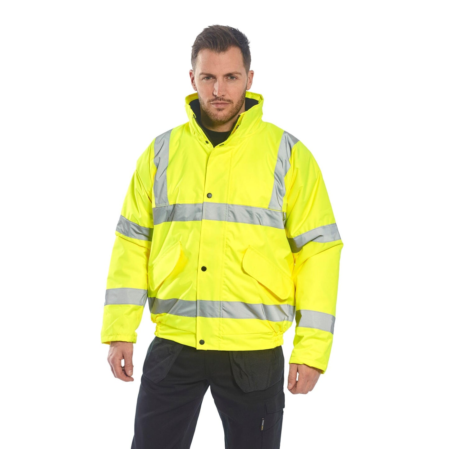 Portwest - Chaqueta de aviador con bandas reflectantes, color amarillo