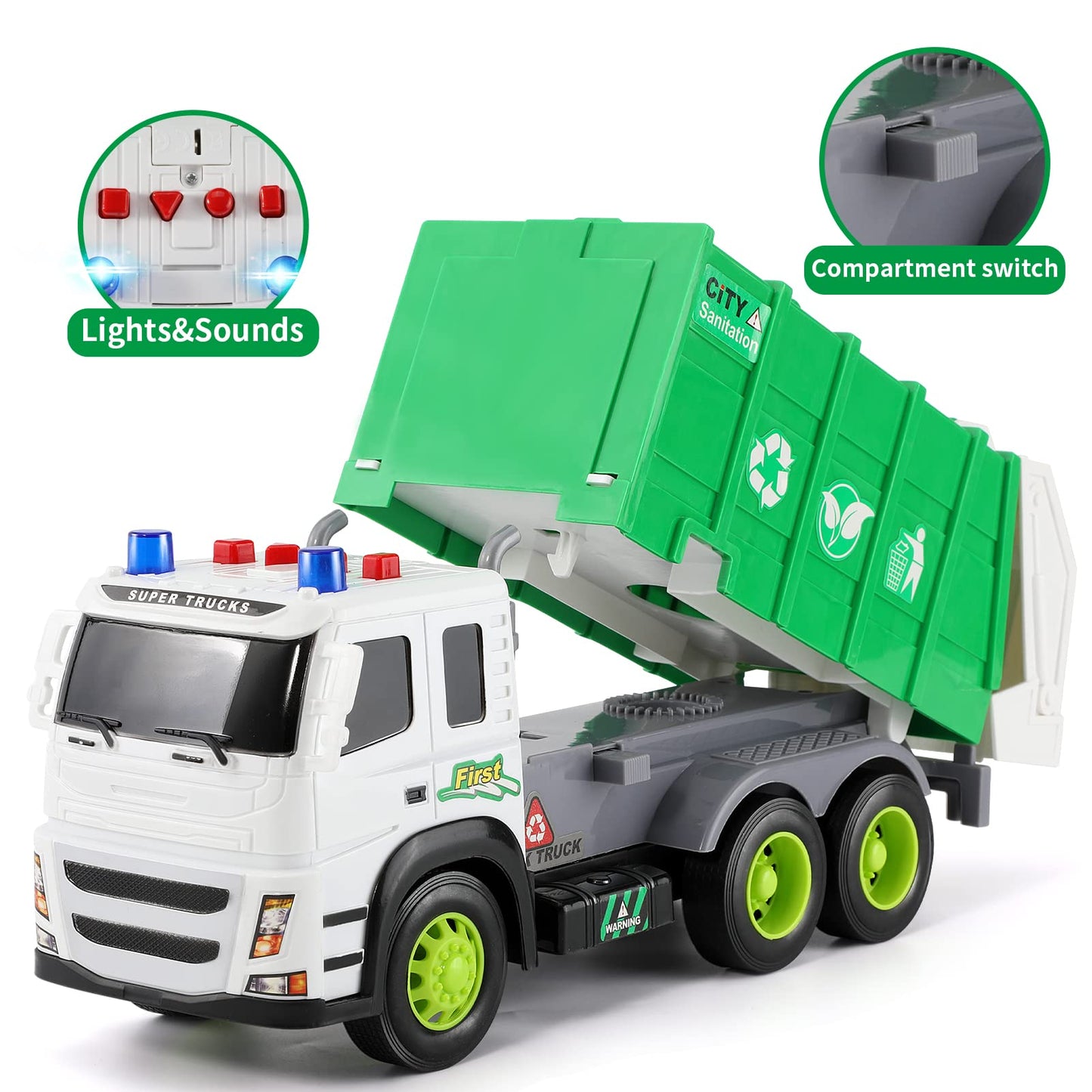 Anby families Camion Basura de Juguete con Luces y Sonidos,Juguete Niño 4 Años,Vehiculos Camión Juguete Regalo para Niños Niña…