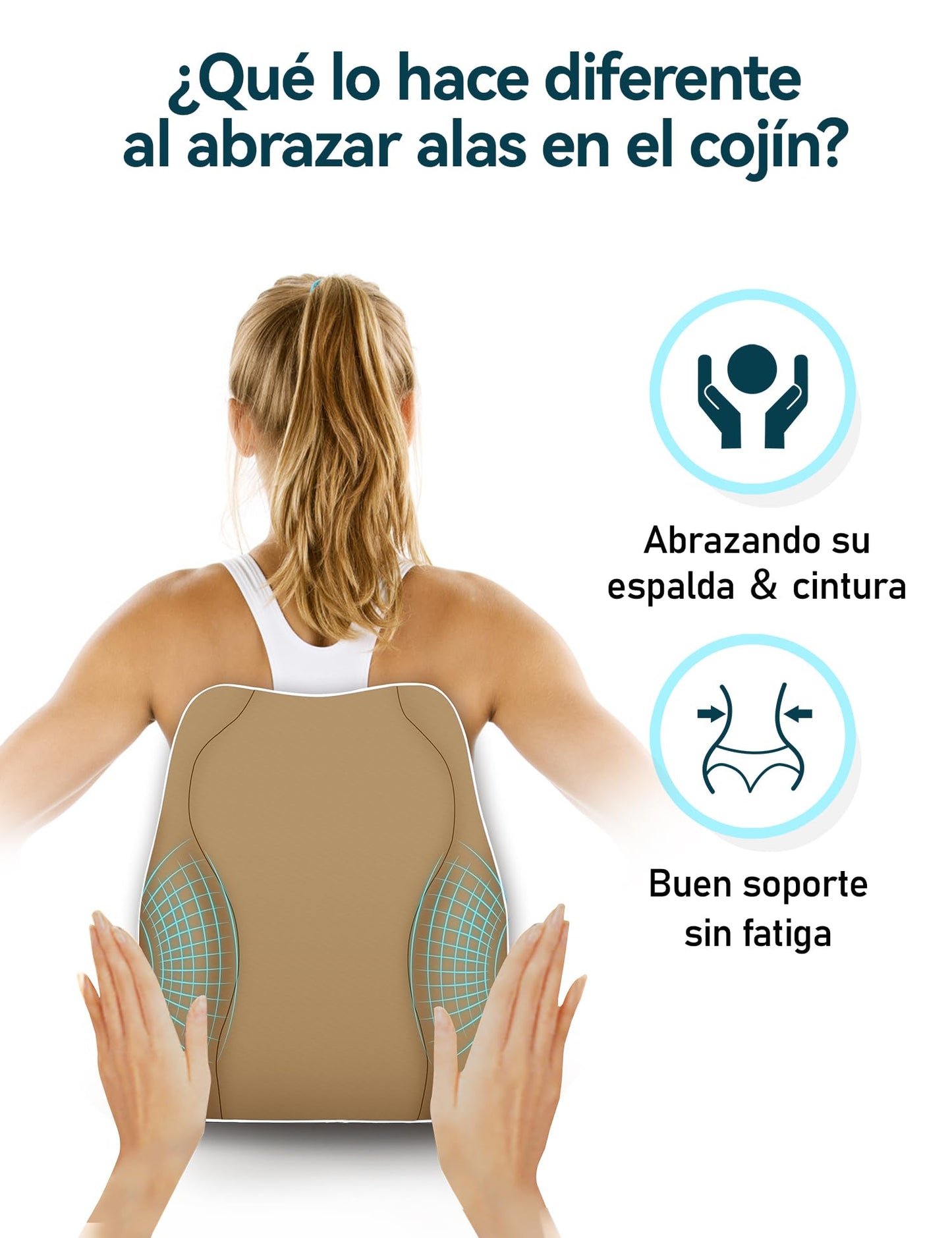 Travel Ease Cojín de Soporte Lumbar Ergonómico, Respaldo de Espuma Viscoelástica para Asiento de Automóvil, Silla de Oficina, Respaldo con Cubierta Antiestática y Correas Ajustables Dobles, Negro