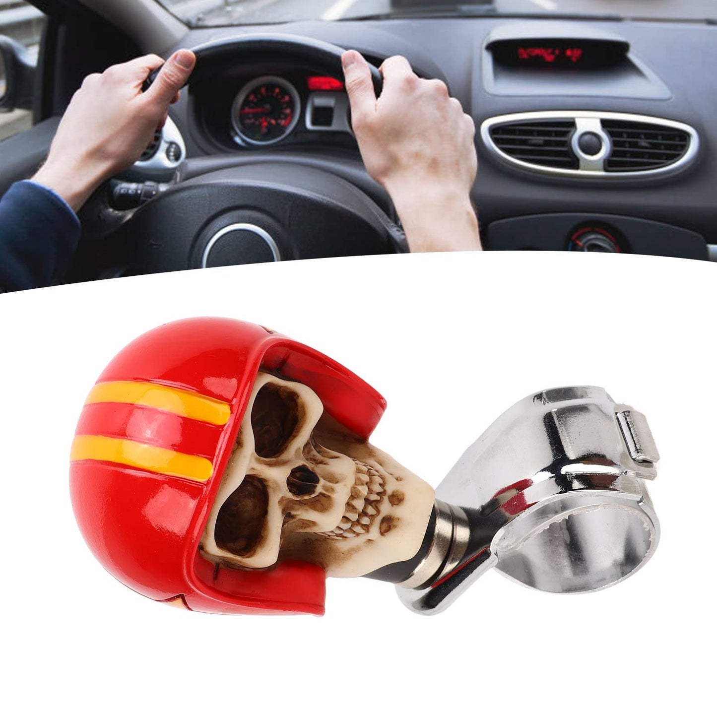 Rueda Giratoria para Volante de Calavera, Perilla Giratoria para Volante de 3 Cm, Rueda Giratoria con Forma de Calavera para Coches, Camiones, Tractores y Barcos (Rojo)