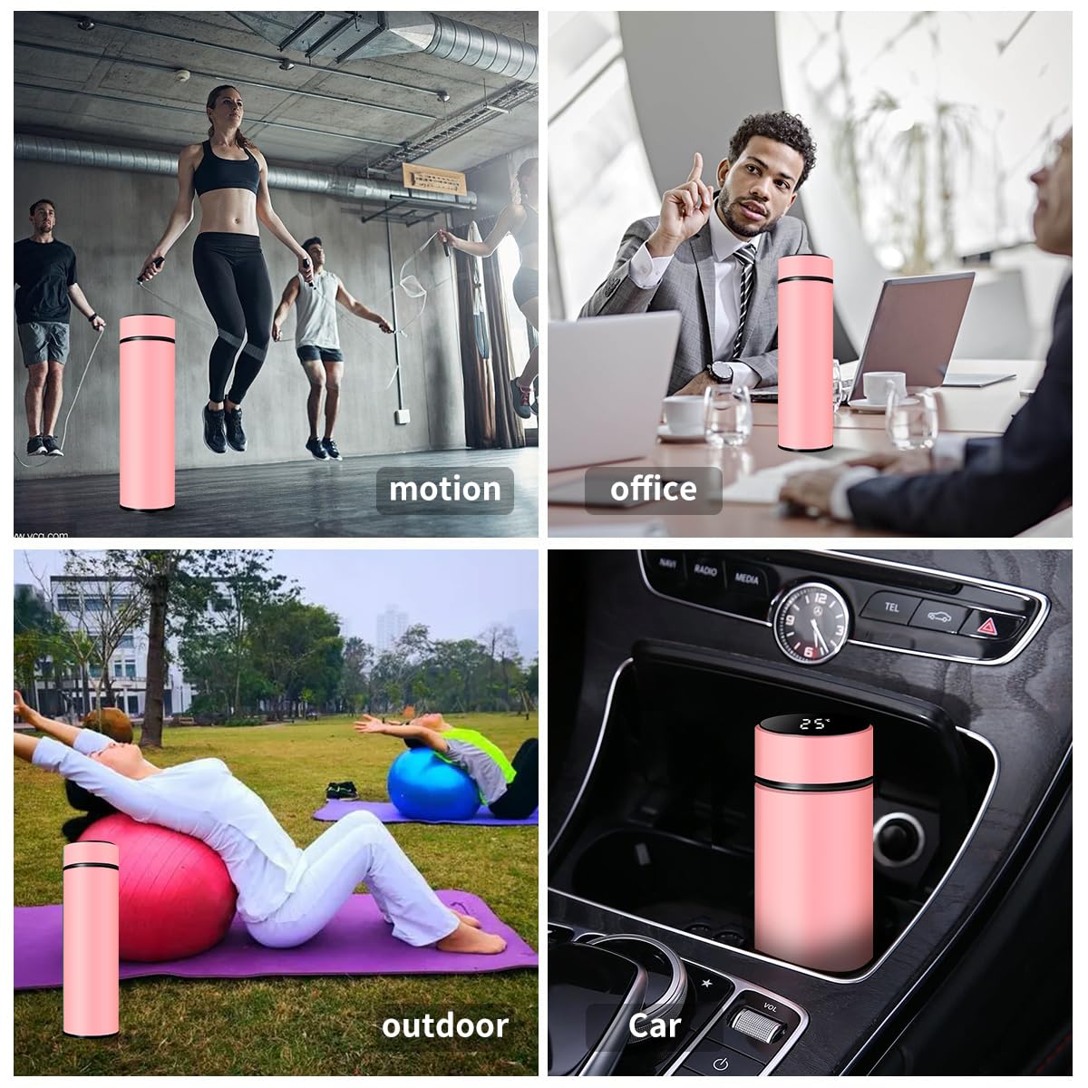 Botella de agua inteligente de acero inoxidable, termo, taza de viaje con pantalla táctil LCD inteligente, mantiene caliente o frío, portátil, para té, café, vacío, aislamiento al vacío en paredes