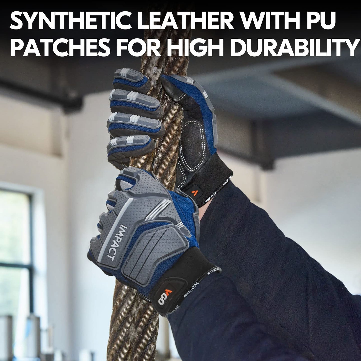 Vgo... Guantes de Trabajo Pesado Hombre Touchscreen para Carpintería Almacén Camionero, Guantes Antivibración Multiusos, 1 par
