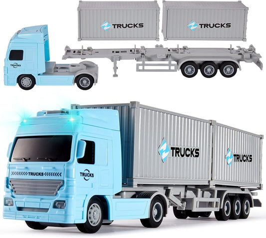 HERSITY Camión Contenedor Transporter Juguetes con Luces y Sonidos Coche de fricción Educativo Regalos para Niños Niñas de 3 4 5 6 Años