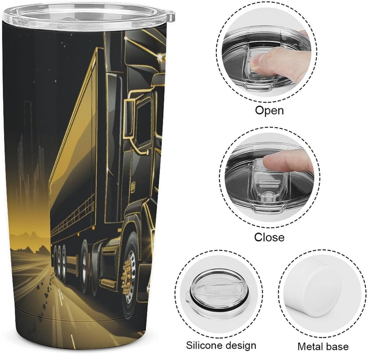 Camion grande Vaso Térmico Aislante - Ideal Para Café Y Bebidas Calientes - Termo Con Tapadera Segura Y Diseño Duradero 20oz