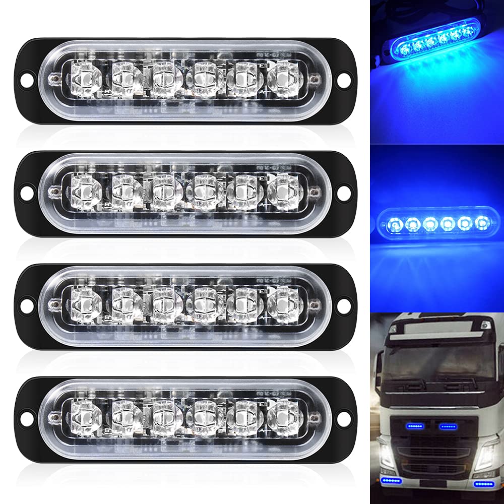 DEFVNSY - Paquete de 4-6 LED Marcador lateral blanco ámbar 12V-24V DC Marcador lateral de camión de coche Luz indicadora Barra de luz Luz de separación Luces estroboscópicas para remolque