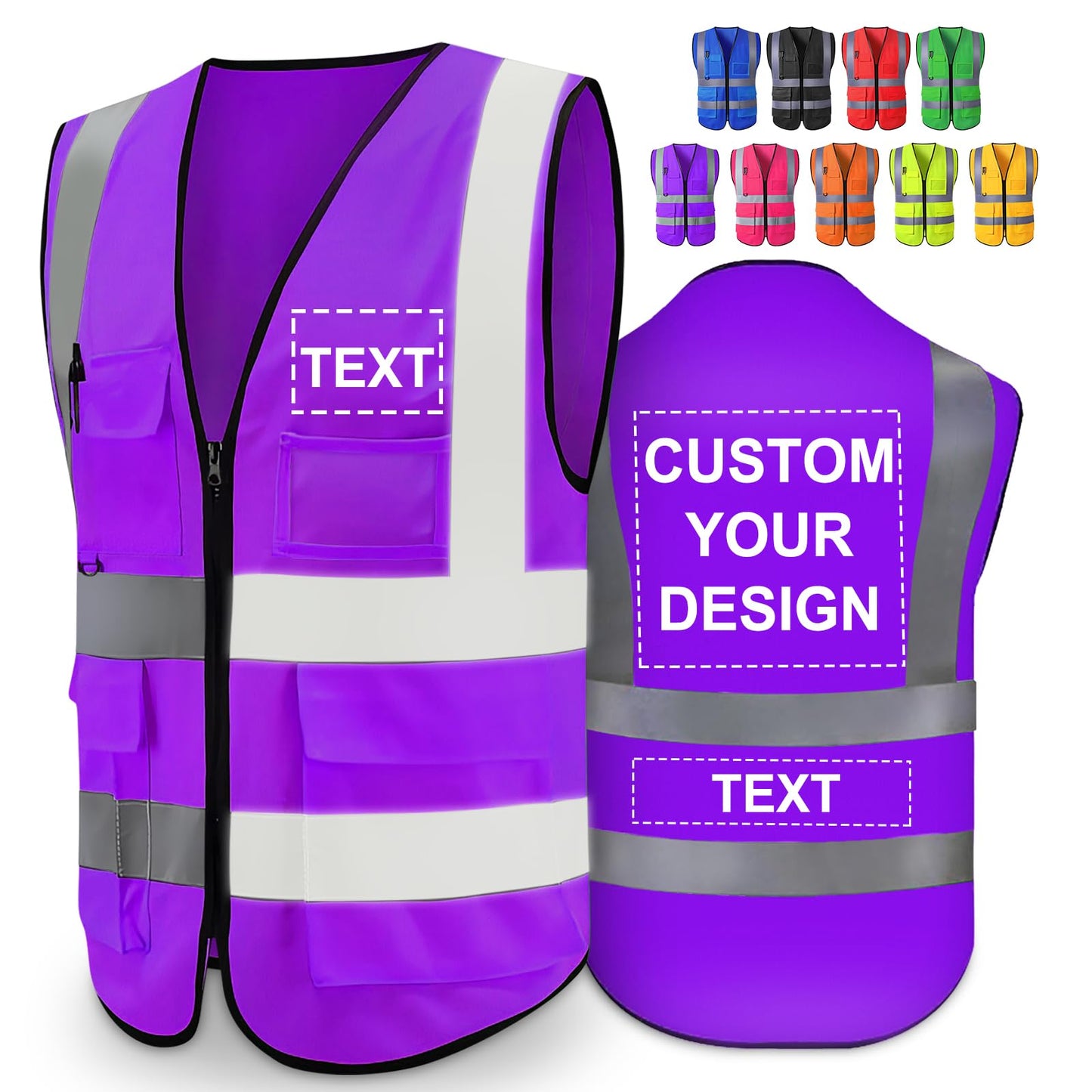 Greaxid Chaleco de seguridad para hombres de alta visibilidad reflectante ropa de trabajo con 5 bolsillos para la construcción al aire libre, S ~ 5XL