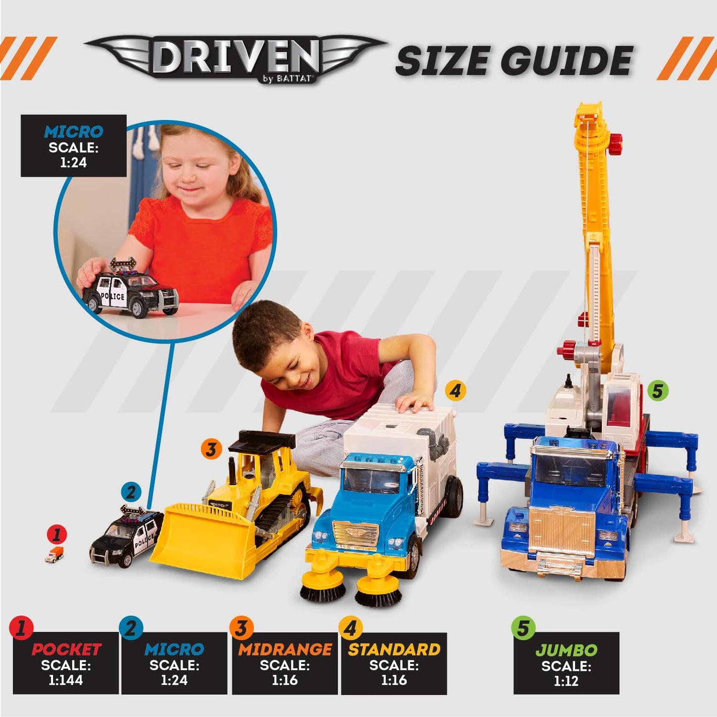B. Driven by Battat – Camión volquete de Juguete para niños – Vehículo de construcción de Juguete – Luces y Sonidos – Piezas móviles – 3 años + – Micro Volqueta