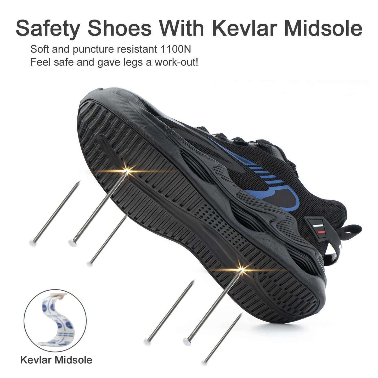 Loiston Zapatos de Seguridad para Hombre Zapatillas de Seguridad Calzado de Seguridad Mujer Puntera de Acero Zapatos de Trabajo Ligeras Deportivas para Hombre