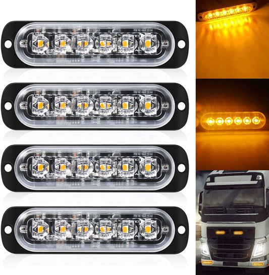 DEFVNSY - Paquete de 4-6 LED Marcador lateral blanco ámbar 12V-24V DC Marcador lateral de camión de coche Luz indicadora Barra de luz Luz de separación Luces estroboscópicas para remolque