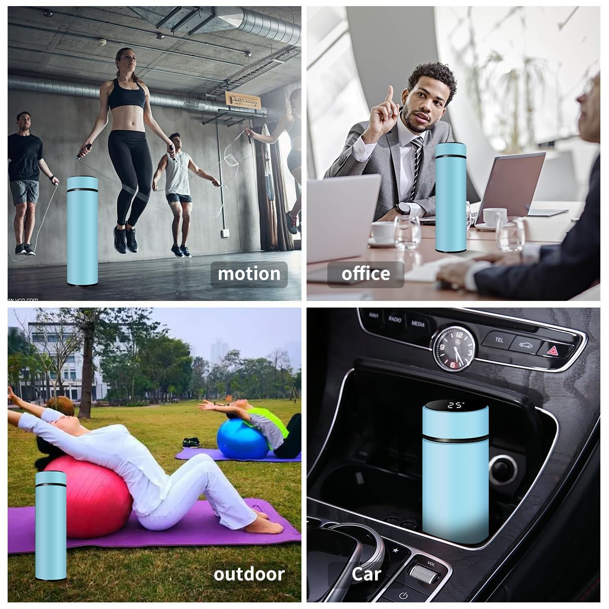 Botella de agua inteligente de acero inoxidable, termo, taza de viaje con pantalla táctil LCD inteligente, mantiene caliente o frío, portátil, para té, café, vacío, aislamiento al vacío en paredes