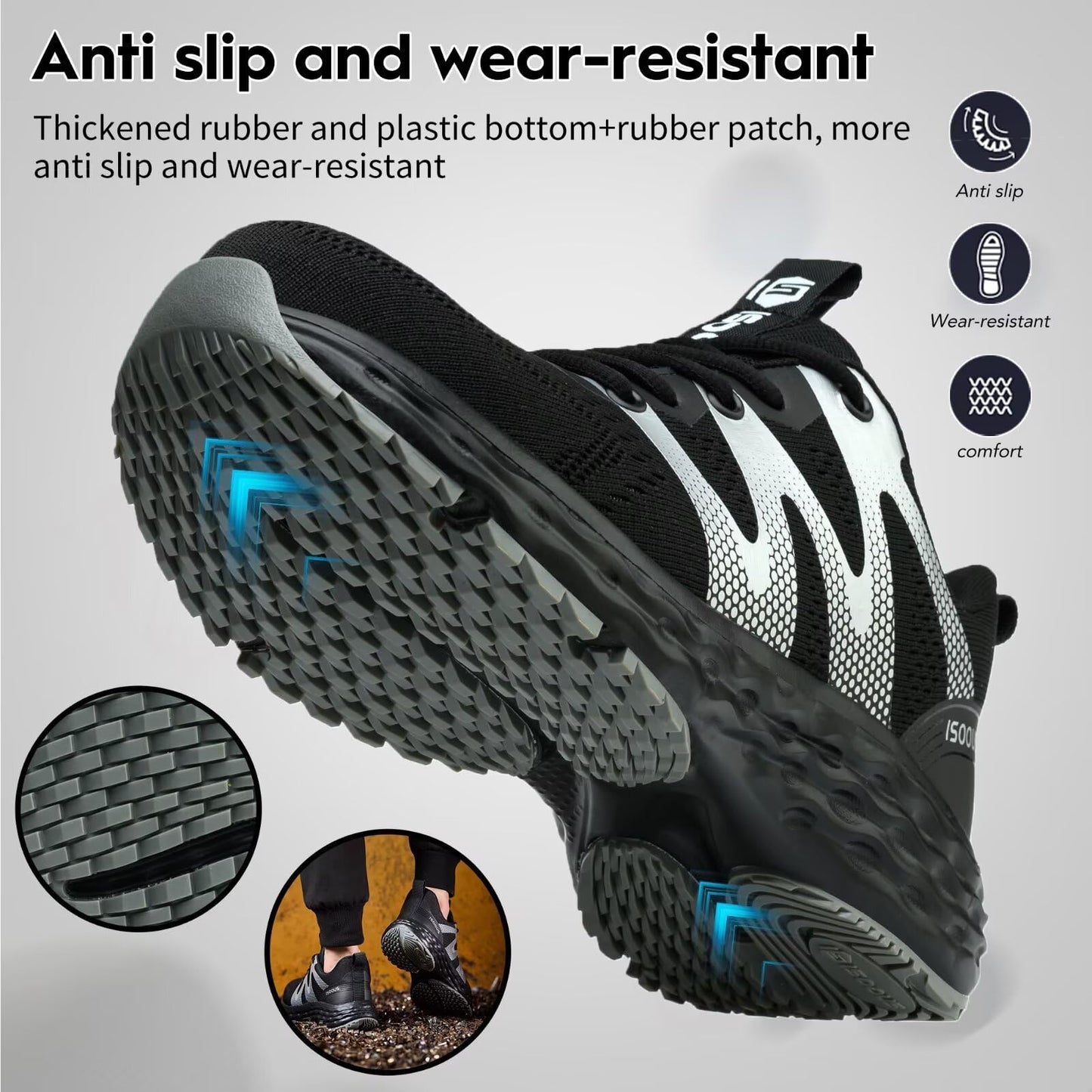 Zapatos de Seguridad para Hombre Mujer Ligero Zapatillas Trabajo Comodo Calzado de Seguridad con Punta de Acero Antideslizantes