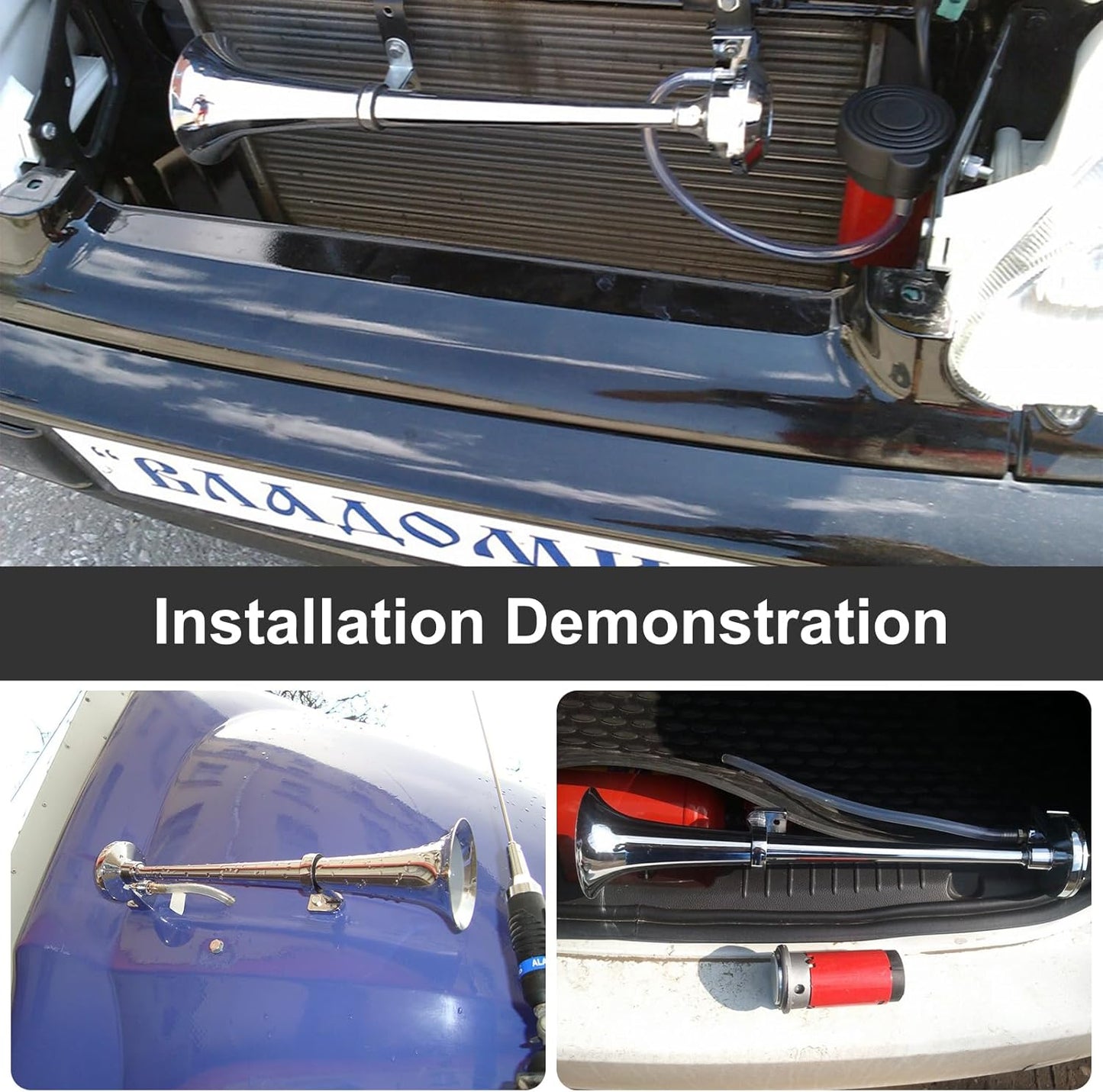 Cerioll Bocina De Camión De 12V 150db, Bocina De Aire Con Kit De Compresor, Air Horn, Universal Loud Horn, Para Camión, Barco, Tren, Barco Etc (Plata)