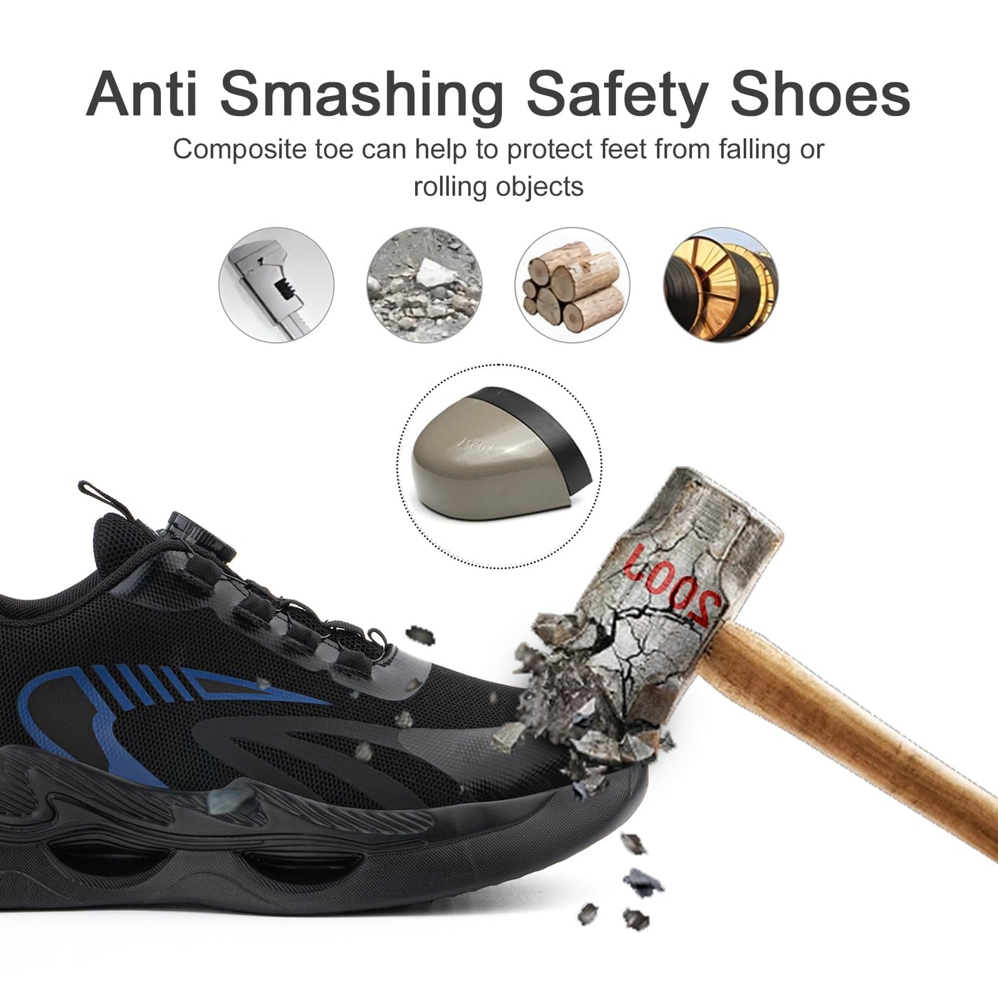 Loiston Zapatos de Seguridad para Hombre Zapatillas de Seguridad Calzado de Seguridad Mujer Puntera de Acero Zapatos de Trabajo Ligeras Deportivas para Hombre