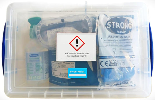 ADR - Kit de seguridad para mercancías peligrosas con media máscara de escape de emergencia, gafas, guantes de protección química, etc.