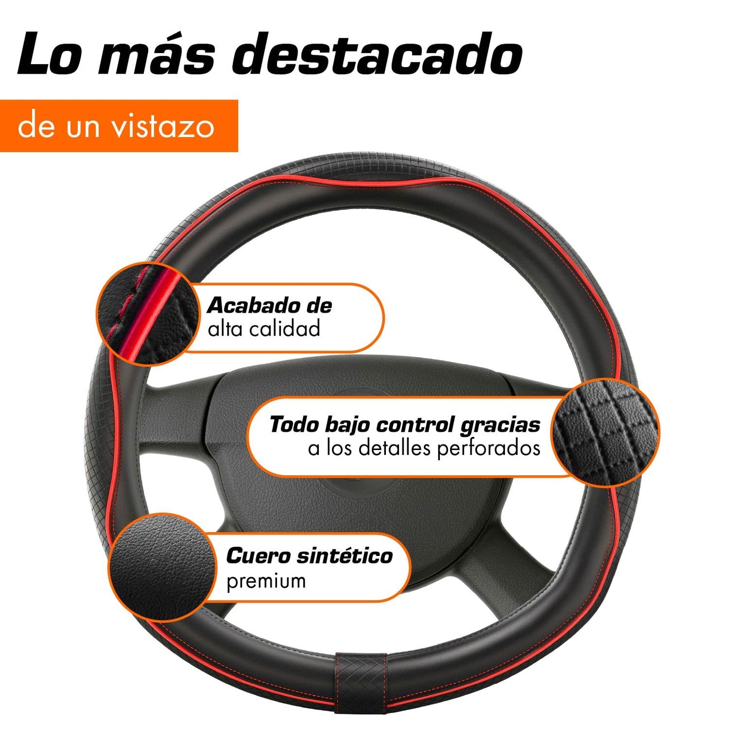 Upgrade4cars Funda Volante Coche Azul Negro Universal Poli-Piel | Cubre 37-38 cm Diámetro Exterior | Accesorios Coches Interior Decoracion Cubierta | Ideas Regalos