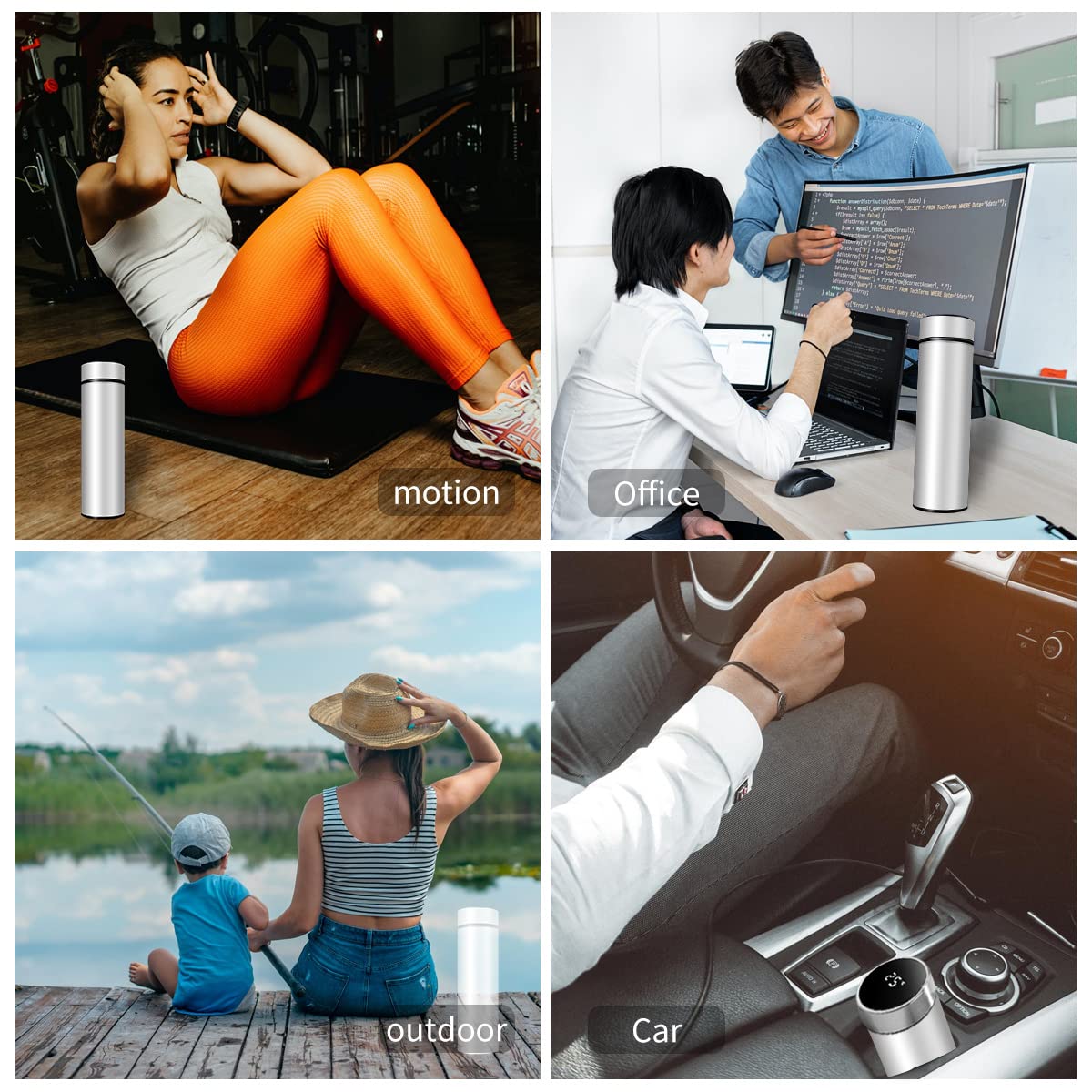 Botella de agua inteligente de acero inoxidable, termo, taza de viaje con pantalla táctil LCD inteligente, mantiene caliente o frío, portátil, para té, café, vacío, aislamiento al vacío en paredes