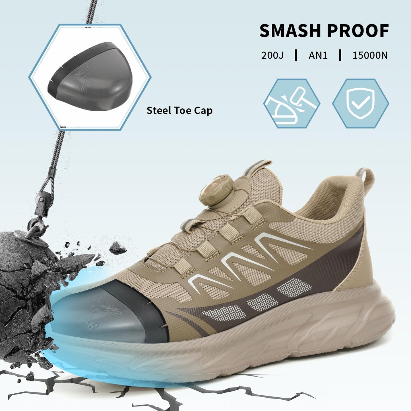 BAXIWUY Zapato Seguridad Hombre Mujer Calzado de Trabajo Ligeros Comodo Zapatillas de Seguridad con Punteras de Acero Transpirable Antideslizante Zapatillas Trabajo
